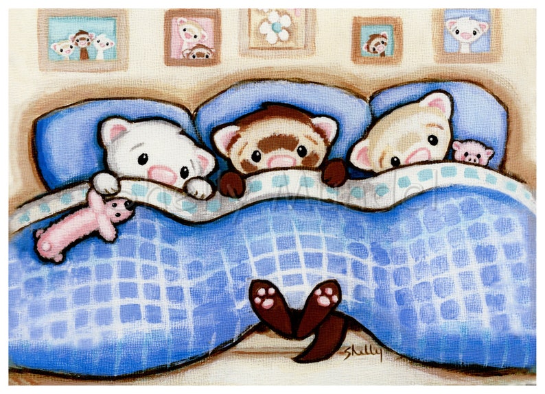 Bedtime Ferret Art Print by Shelly Mundel image 1
