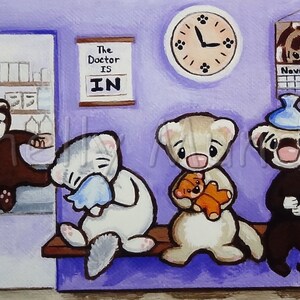 Waiting Room at the Vets Office Ferret Art Print by Shelly Mundel image 1