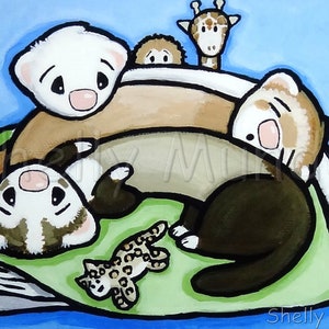 Weasel Pile Ferret Art Print by Shelly Mundel image 1