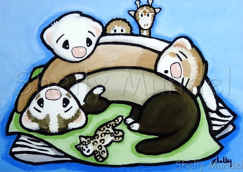 Weasel Pile Ferret Art Print by Shelly Mundel image 1