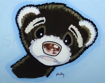 Personality Study- Ferret Art Print - by Shelly Mundel