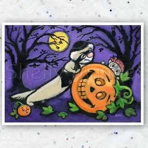 Spooky Night Halloween Ferret Pumpkin Ferret Art Print by Shelly Mundel image 2