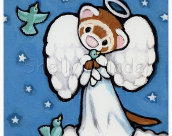 Angel Ferret Art Print - From Original Artwork - by Shelly Mundel