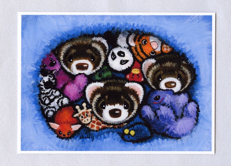 Hidey Hole Ferrets Ferret Art Print From Original Painting Etsy Canada