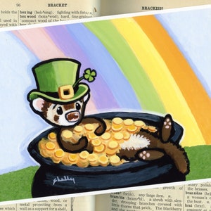 The Luck of the Irish Ferret Art Print from Original Painting by Shelly Mundel image 2