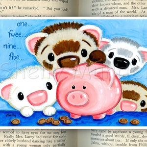Piggy Bank Ferret Art Print by Shelly Mundel image 2