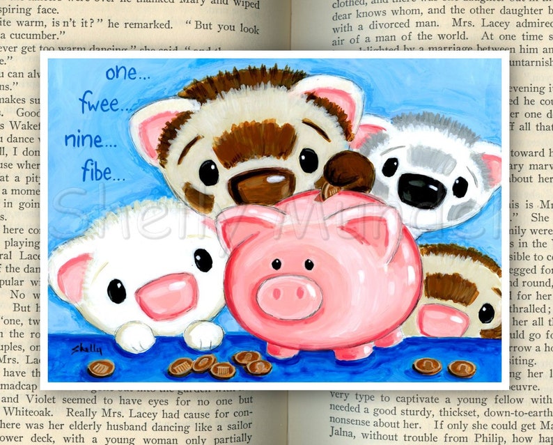 Piggy Bank Ferret Art Print by Shelly Mundel image 2