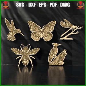Insect Multilayer Bundle Svg Laser Cut, Animal 3D layer Wall Art Laser Cut Decor, Tropical Svg Laser Cutting, Wildlife Multilayer Laser Cut