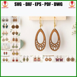 Ultimate Laser Cut Earrings Bundle, Laser Cut Wooden Earrings, Teardrop Wooden Earrings Laser Cut, Boho Wooden Nature Inspired Jewelry Svg