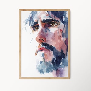 Jesus Christ Watercolor Portrait Religious Art Print, Faith Inspired Home Decor, Christian Art, Original Watercolor Jesus Religious Wall Art