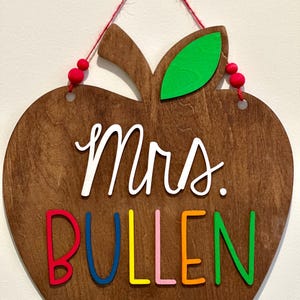 Rustikales Lehrerbild Apfel - handgefertigtes Holz