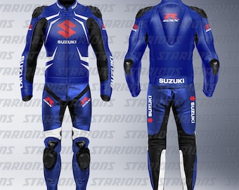 Skórzany kombinezon wyścigowy do motocykla Suzuki GSX-R: dostępny projekt na zamówienie