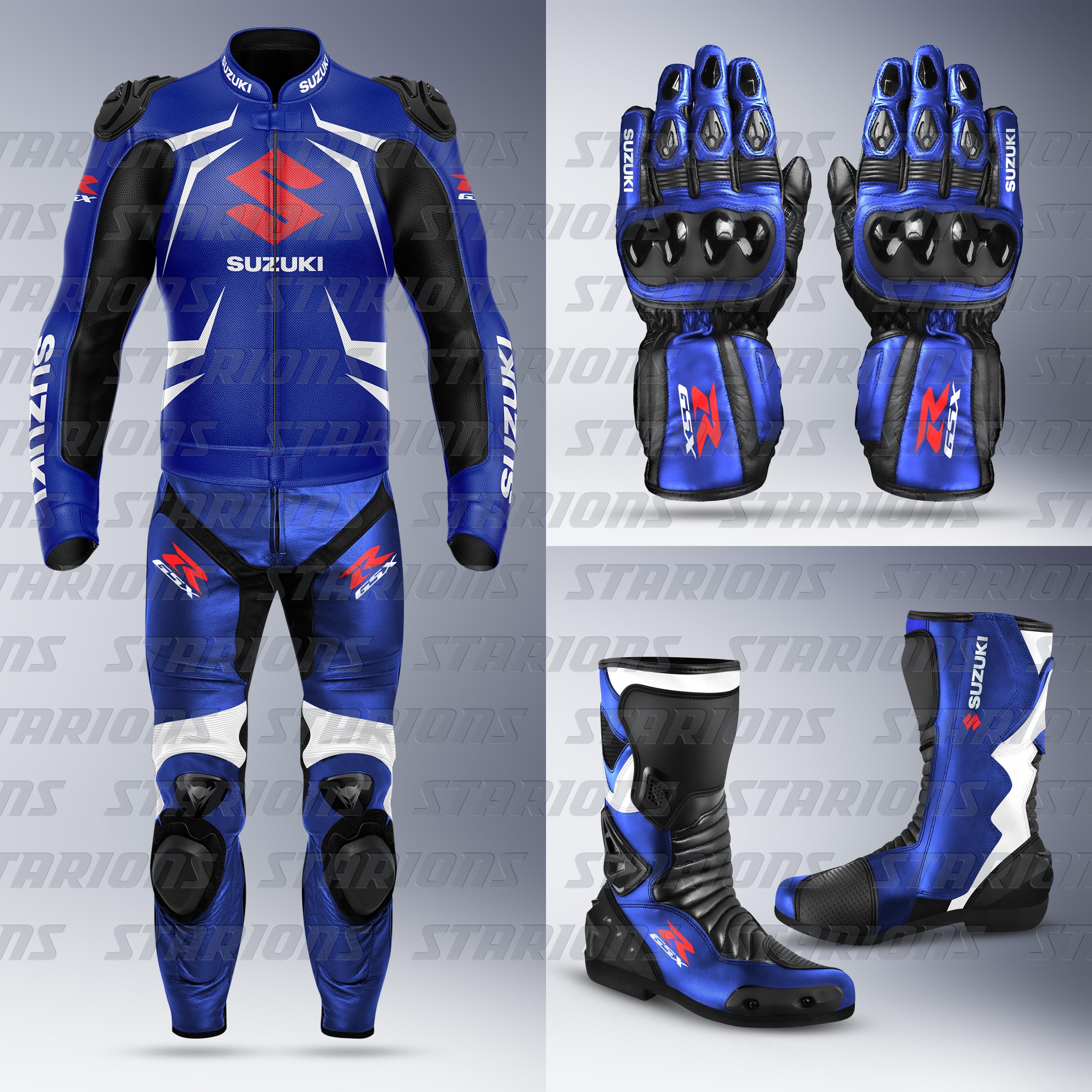 SUZUKI GSX-R レザー製レーシングスーツ カスタム スズキ GSX-R レザー モーターサイクル レーシングスーツ