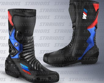BMW M1000R Leather Motorcycle Racing Boots: Custom Design, Safety Armor