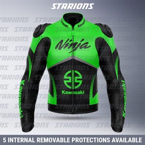 Kawasaki Ninja Motorcycle Fluorescent Green Race Jacket, Kawasaki Motorcycle Jacket, Kawasaki Ninja Motorbike Leather Jacket, Ninja Jacket