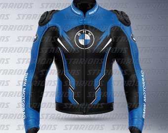 Chaqueta de cuero para motocicleta BMW M1000RR: protección extraíble, piel de vacuno/canguro