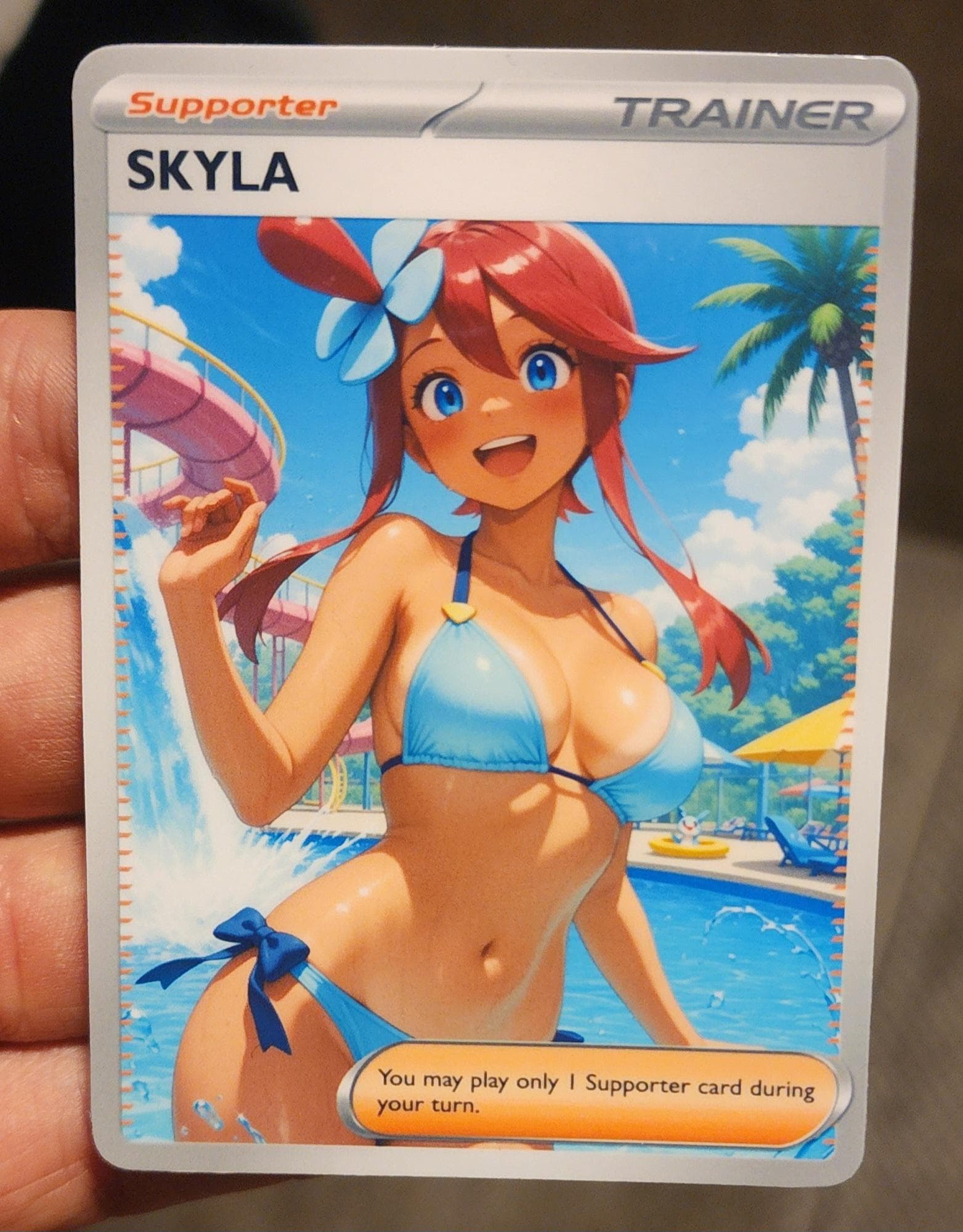 skyla bikini pokemon card Custom Holographic Full Art – PokeOricaSTCG have for your premier collection. Pokemon #ポケモン #skyla #Pokemon #pokemonfanart