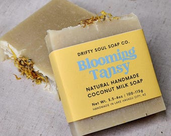 Blooming Tansy – Handmade Coconut Milk Soap with Indigo Clay & Essential Oils
