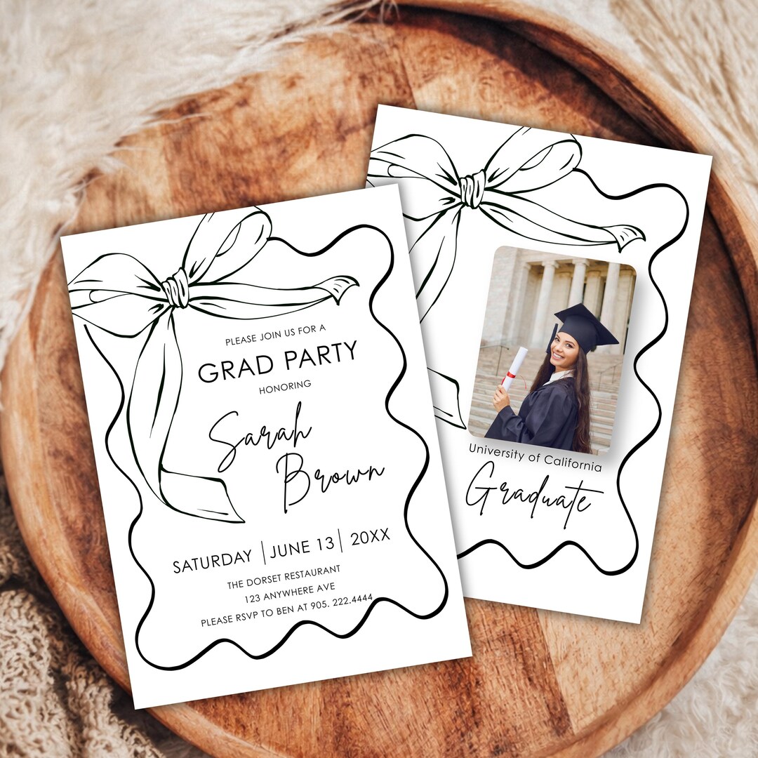 Simple Grad Invite Simple Graduation Party Invite Template, Edit 2026 Grad Invitation ...