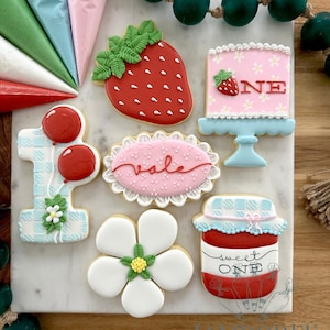 Sweet One Strawberry Cookie Cutter Set: 3D Printed Fondant & Clay Cutters