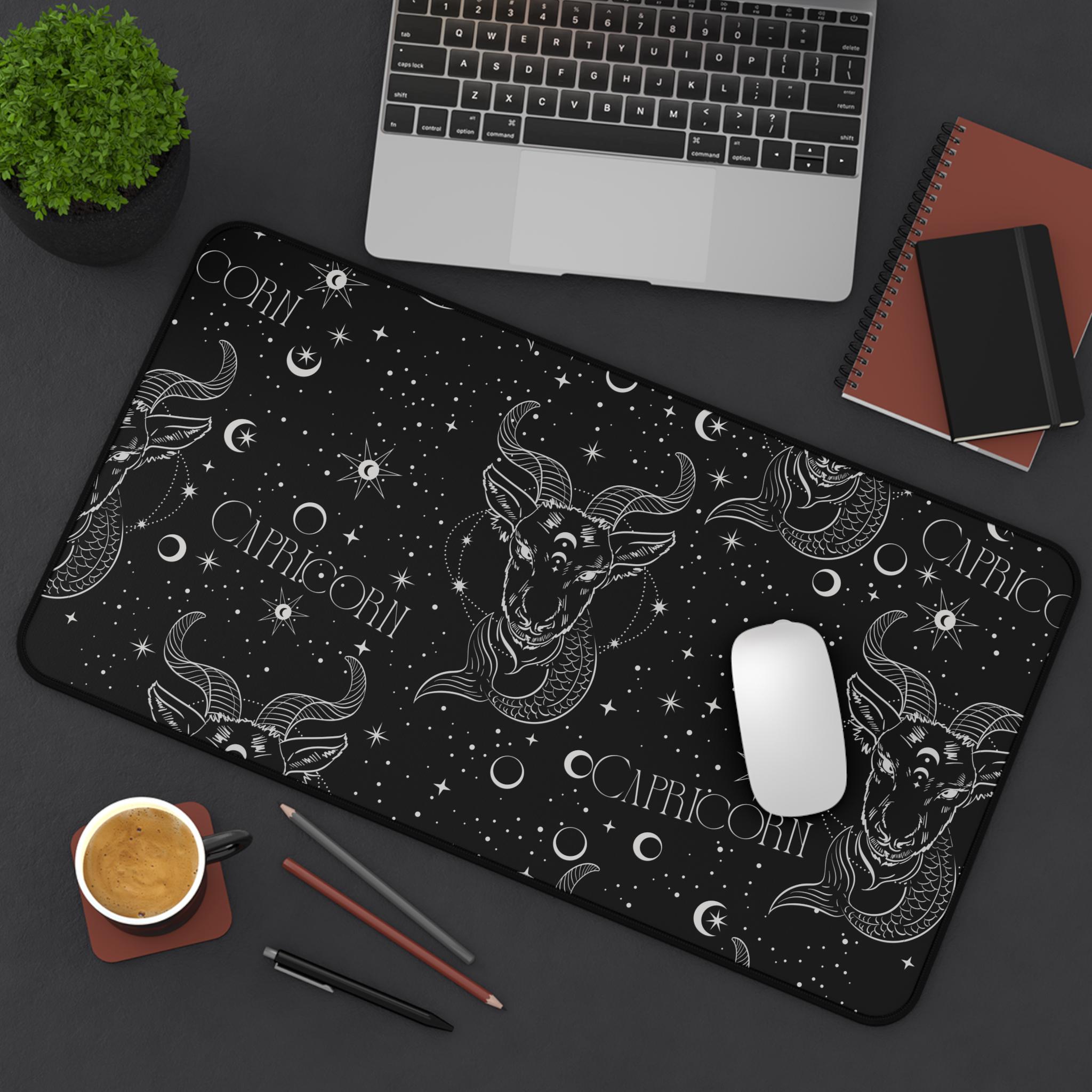 Capricorn Zodiac Desk Mat, Black and White Celestial Mousepad - Etsy