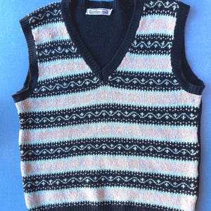 80s Pastel Striped Angora Sweater Vest, Medium