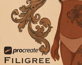 170 Procreate Filigree Brushes – Ornamental Tattoo Linework Set
