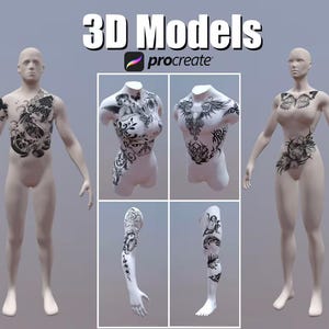 Procreate 3D Kit – 12 Editable Models for Concept & Tattoo Art