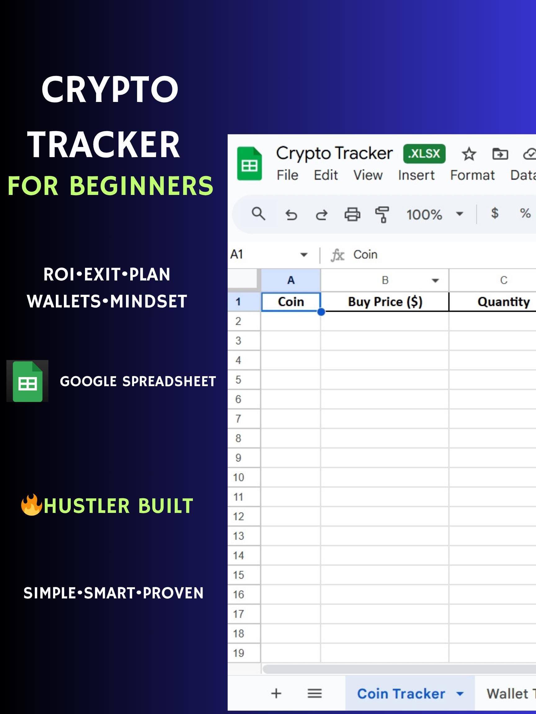 Crypto Tracker for Beginners | Google Sheets Template | ROI Calculator +  Wallet Tracker + Exit Plan + Wealth Mindset Tools