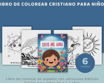 Libro cristiano para colorear para niños: Versículos bíblicos, ilustraciones divertidas (PDF descargable e imprimible)