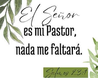 El Señor é meu Pastor Salmo 23:1 |Arte para el Hogar Cristiano| Arte de parede de versículos da Bíblia para impressão | Decoração de Fé Espanhol| Imprimível