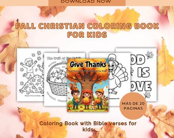 Fall Christian Coloring Book for Kids: Autumn Bible Verses (Digital Download), Autumn Jesus