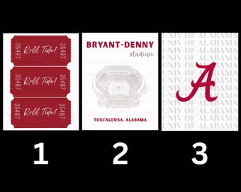 Impresiones digitales de la Universidad de Alabama, decoración de pared, residencia estudiantil, AU, Bama