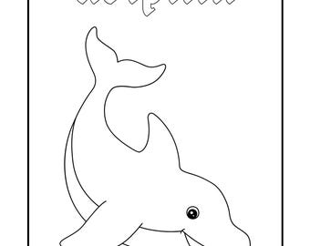 Unter dem Meer Malbuch, Delfin Seite (Digitaler Download)
