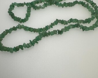 Green Aventurine Chip Bead Necklace 34”