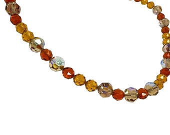 Collar SWAROVSKI con cuentas de cristales facetados de 15”-18” de largo, dorado, naranja y marrón claro