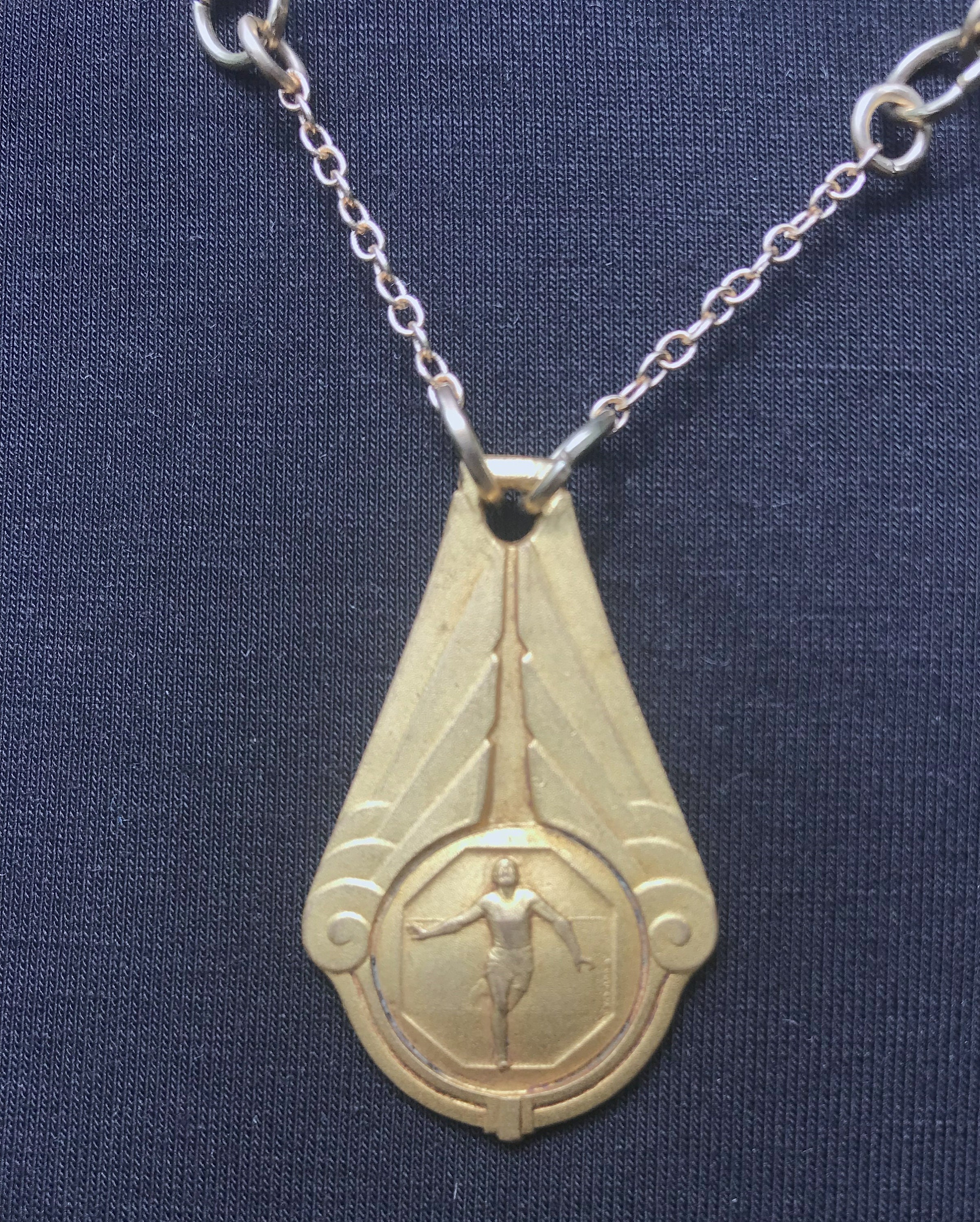 Art Deco Runner, France 1936 – Handmade Necklace – Vintage Medal