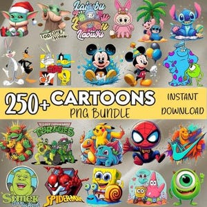 Plus de 250 méga packs de dessins animés rétro au format PNG – Cliparts de personnages de dessins animés amusants, dessins animés mignons et vintage pour autocollants, loisirs créatifs et sublimation