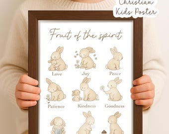 Póster sobre el fruto del Espíritu, póster cristiano para la habitación de niñas, decoración infantil, arte mural cristiano para niños, póster educativo cristiano