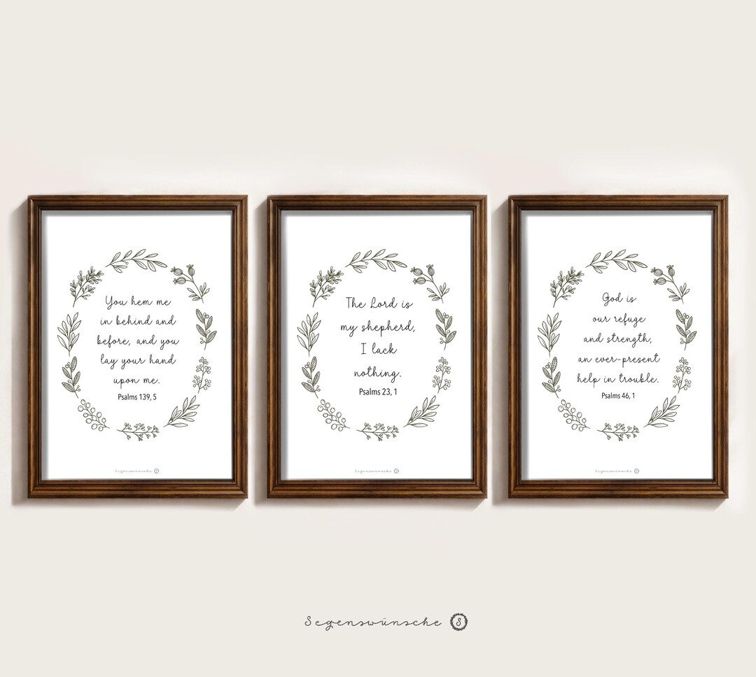 Christian Wall Art Set of 3 Printable Bible Verses Poster Set of Three ...