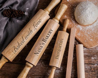 Mattarello in legno personalizzato, utensile da cucina con incisione personalizzata, regalo per gli amanti della cucina, regalo per mamma e nonna, regalo di inaugurazione della casa, regalo di Natale