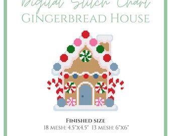 Classic Gingerbread House - Digital Stitch Chart for Needlepoint