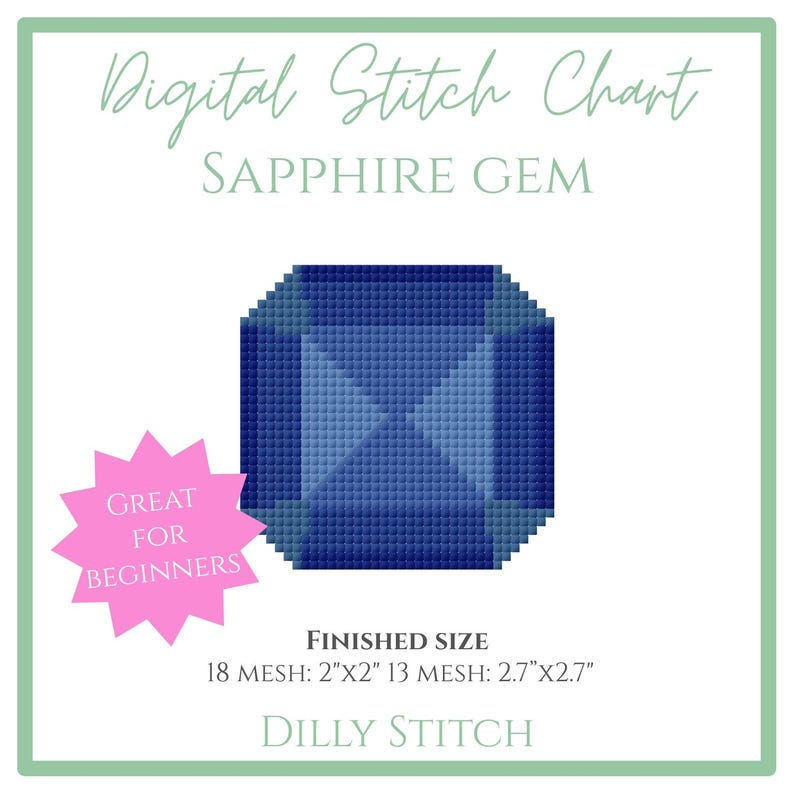 Sapphire Gem - Digital Stitch Chart for Needlepoint - Etsy