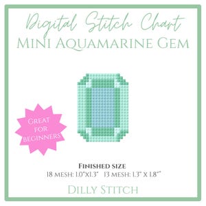 Mini Aquamarine Gem - Digital Stitch Chart for Needlepoint