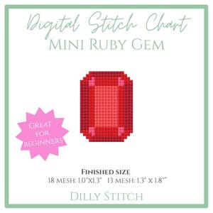 Mini Ruby Gem - Digitale Stickvorlage für die Stickarbeit