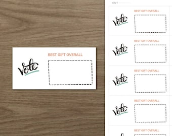 Holiday Gift Swap, Yankee Swap, or Dirty Santa, Best Gift Voting Ballots - Editable, Instant Digital Download PDF