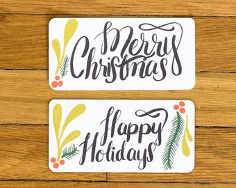 Merry Christmas and Happy Holidays Gift Labels - Instant PDF Download