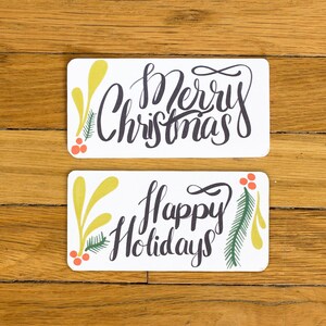Merry Christmas and Happy Holidays Gift Labels Instant PDF Download image 1