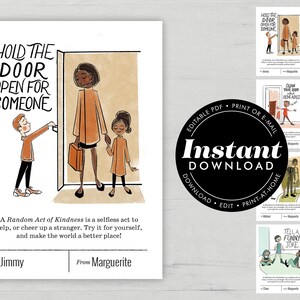 Valentines with Random Acts of Kindness - Printable Instant Download - For Children