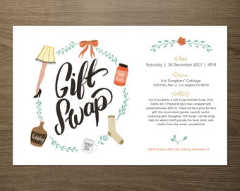 Holiday Gift Swap Invitation - Editable Instant Digital Download PDF